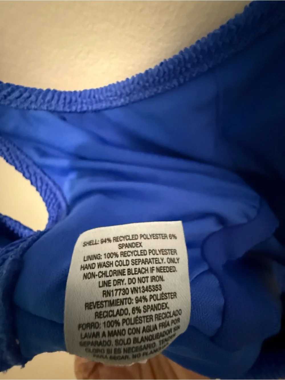 Shade & Shore Royal Blue Classic Preppy One Piece Swim Suit Scoop Neck XL 12-14